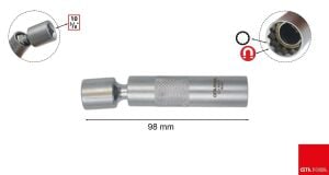 Ceta Form 3/8'' 14 mm 12 Köşe Mafsallı Mıknatıslı Buji Lokması C17-R14CF
