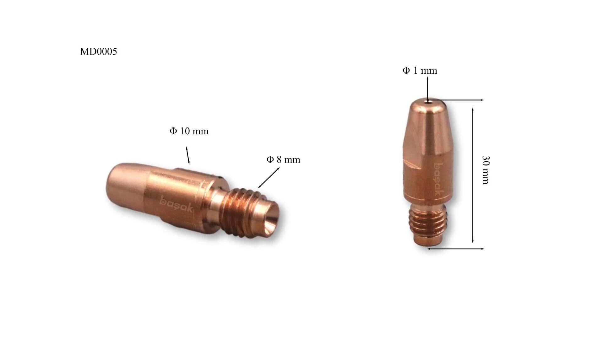 M8 1 mm Gazaltı Kaynak Kontak Memesi Zirkonyumlu MD0005/80 Trafimet