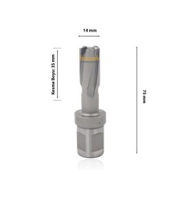 3Keego 14 x 35 mm TCT Elmas Manyetik Matkap Ucu HCB35