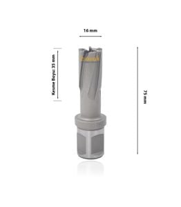 3Keego 16 x 35 mm TCT Elmas Manyetik Matkap Ucu HCB35