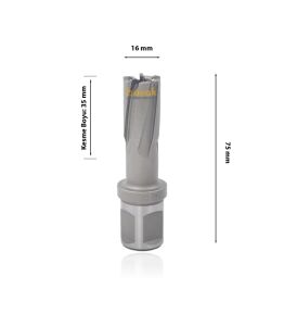 3Keego 16 x 35 mm TCT Elmas Manyetik Matkap Ucu HCB35