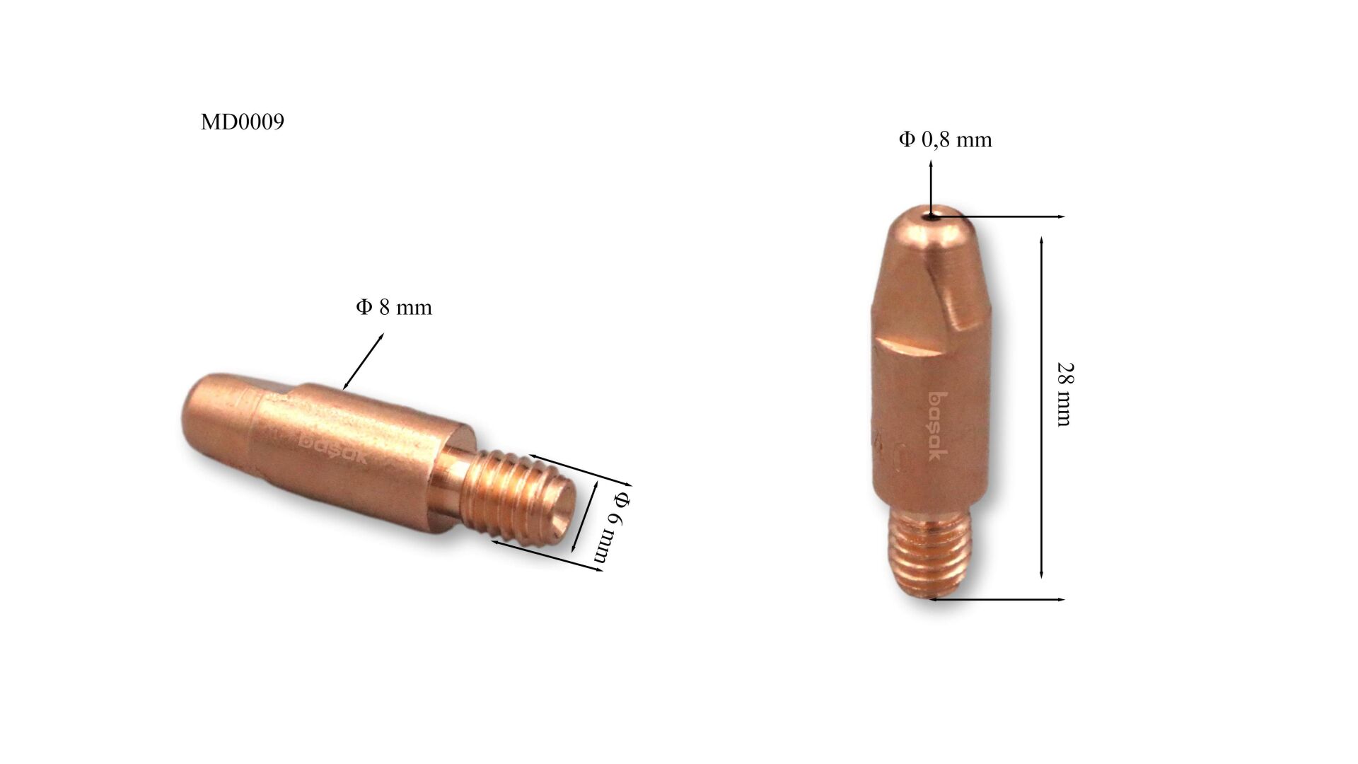 M6 0,8 mm Gazaltı Kaynak Kontak Memesi MD0009/08 Trafimet