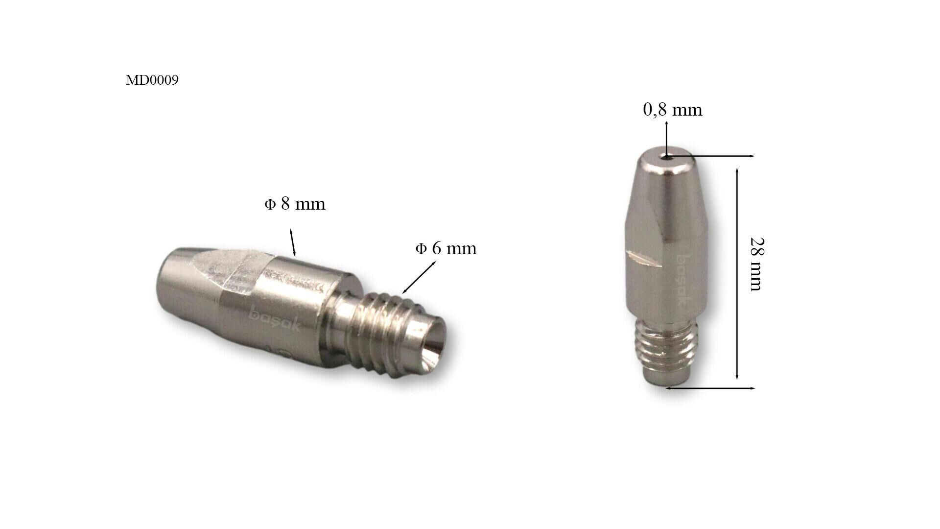 M6 0,8 mm Gazaltı Kaynak Kontak Memesi MD0009/38 Trafimet