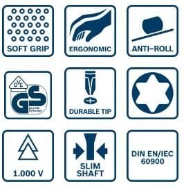 Bosch T10 x 75 mm VDE İzeloleli Torx Uçlu Tornavida 1600A02NC5