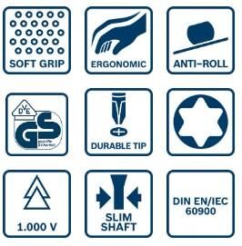 Bosch T10 x 75 mm VDE İzeloleli Torx Uçlu Tornavida 1600A02NC5