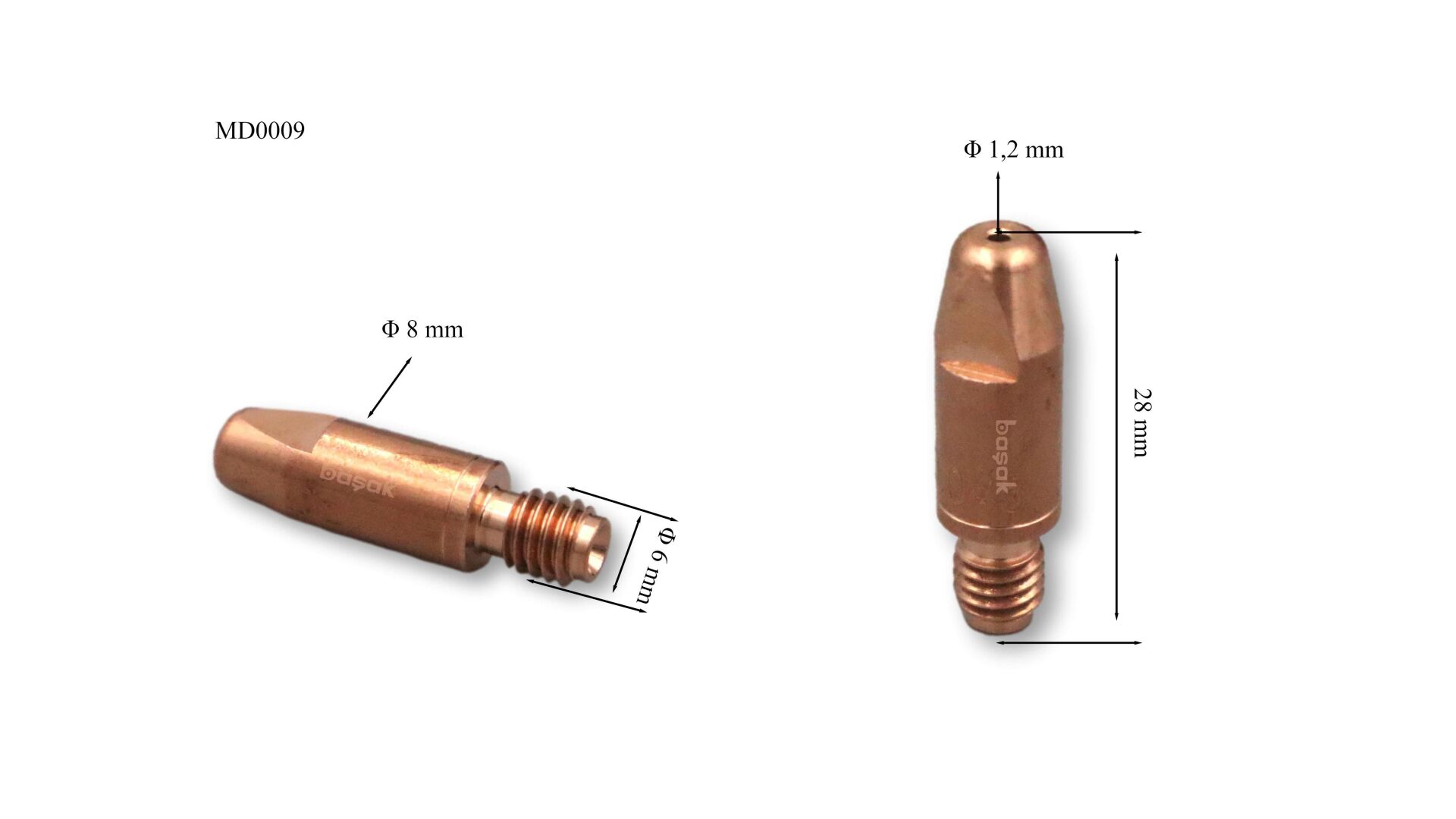 M6 1,2 mm Gazaltı Kaynak Kontak Memesi Zirkonyumlu MD0009/82 Trafimet
