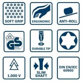 Bosch T15 x 75 mm VDE İzeloleli Torx Uçlu Tornavida 1600A02NC6