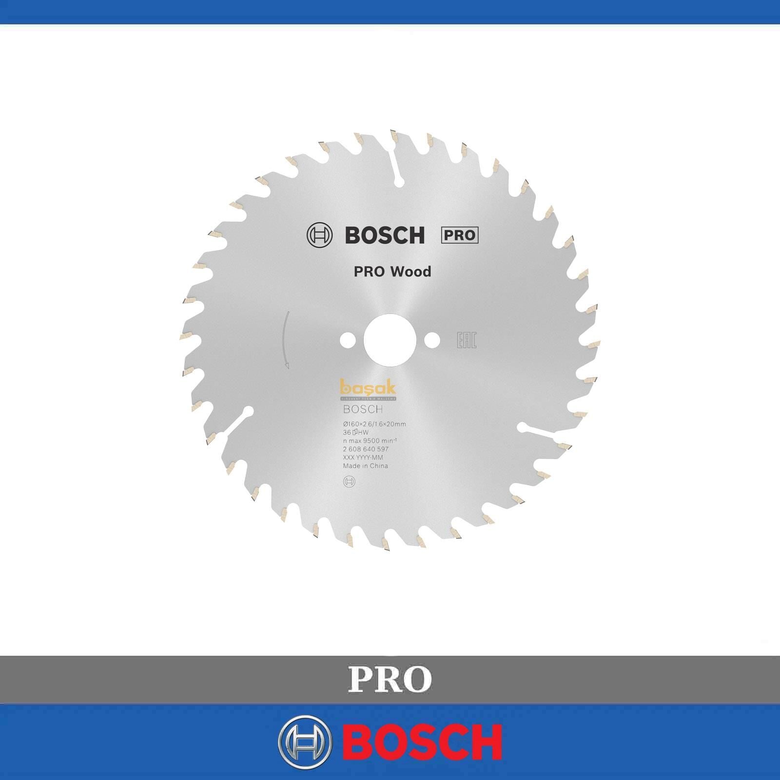 Bosch Pro 160x20/16mm 36 Diş Ahşap Daire Testere Bıçağı 2608640597