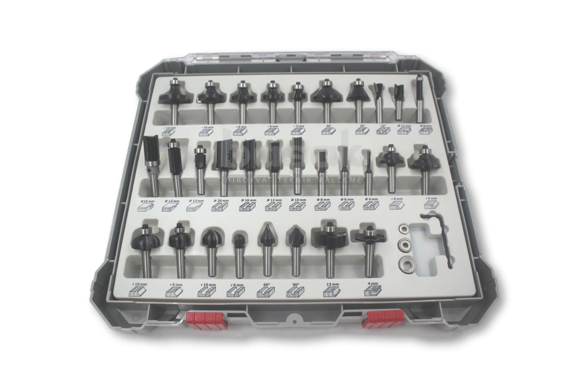 Bosch 30 Parça Karışık Freze Ucu Seti 8 mm Şaftlı 2607017475