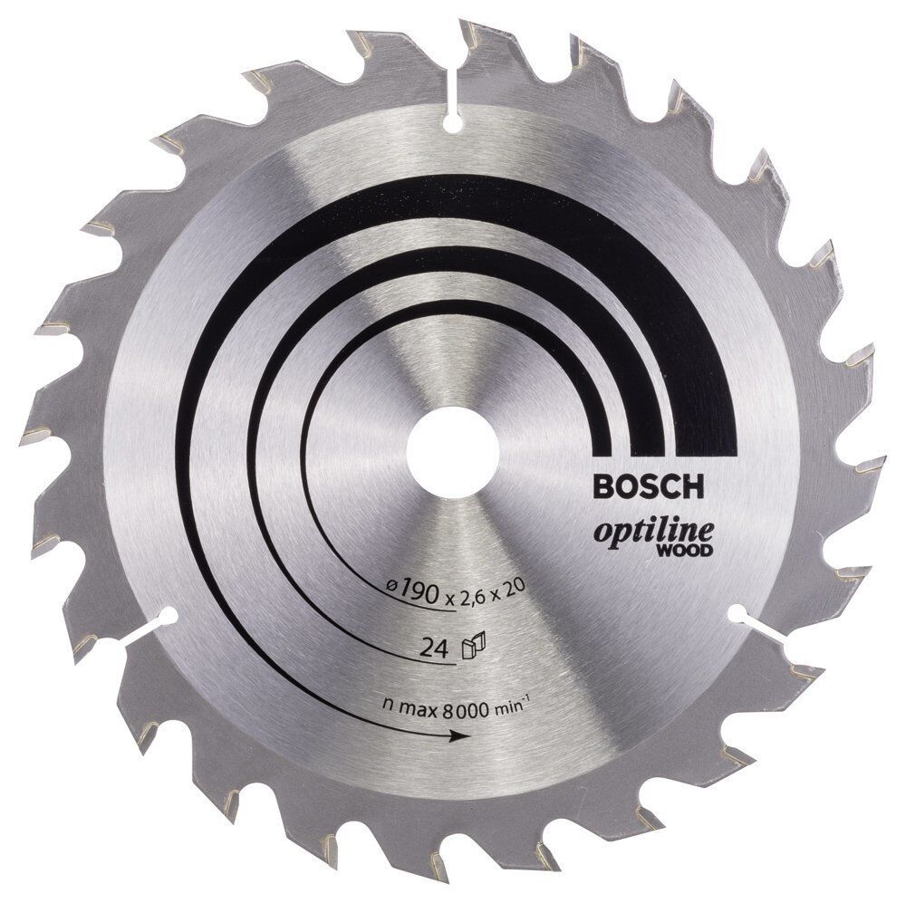 Bosch Optiline Ahşap 190x20/16mm 24 Diş Daire Testere Bıçağı 2608640612