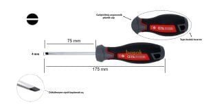 Ceta Form 4 x 75 mm Kabin Tipi Düz Tornavida F10-040-075