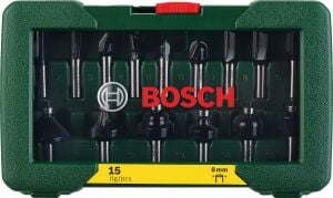 Bosch 15 Parça Freze Seti 8 mm Şaftlı 2607019469