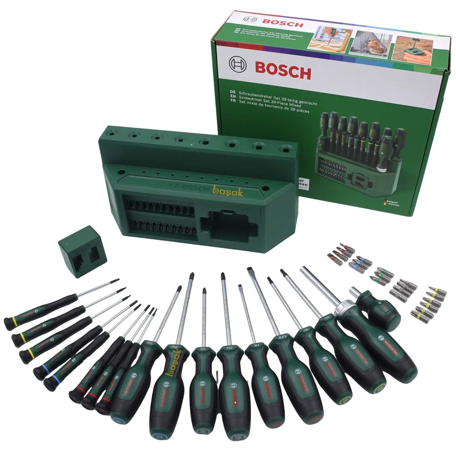 Bosch 39 Parça Standlı Tornavida, Klemens ve Bits Uç Seti