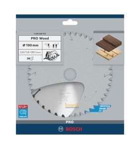 Bosch Pro 190x20/16 mm 36 Diş Ahşap Daire Testere 2608640613