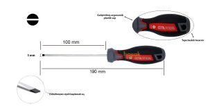 Ceta Form 3 x 100 mm Kabin Tipi Düz Tornavida F10-030-100
