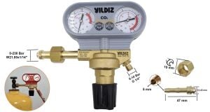 Yıldız 5351S 0-10 Bar CO2 Karbondioksit Basınç Düşürücü Saat