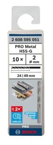 Bosch HSS-G 2 mm 10'lu Taşlanmış Metal Matkap Ucu 2608595051
