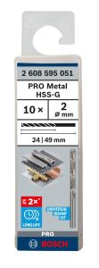 Bosch HSS-G 2 mm 10'lu Taşlanmış Metal Matkap Ucu 2608595051