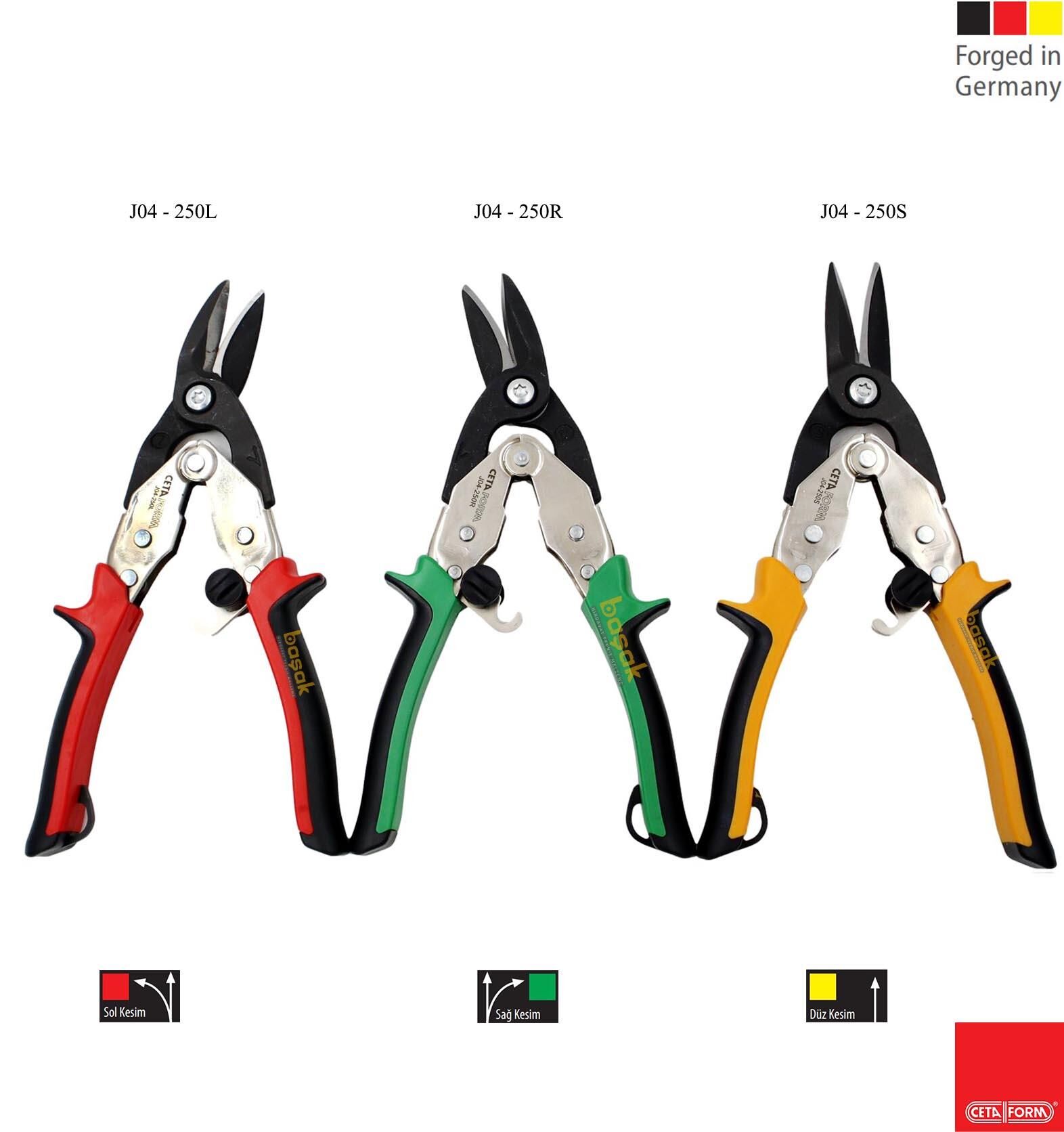 Ceta Form 250 mm J04-R03 3 Parça Mafsallı Sac Makası Takımı (Deri Çantalı)