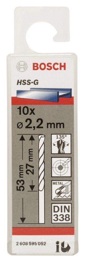 Bosch HSS-G 2,2x53 mm Metal Matkap Ucu 10'lu Paket 2608595052