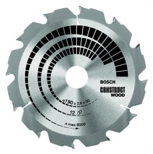 Bosch 190x30 mm 12 Diş İnşaat Ahşabı İçin Daire Testere Bıçağı 2608640633