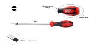 Ceta Form 5,5 x 150 mm Atölye Tipi Düz Tornavida F10-055-150
