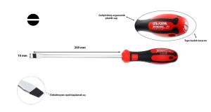 Ceta Form 10 x 200 mm Atölye Tipi Düz Tornavida F10-100-200