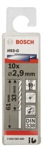Bosch HSS-G 2,9x61 mm Metal Matkap Ucu 10'lu Paket 2608585480