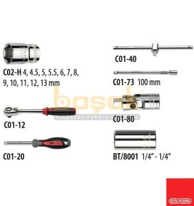 Ceta Form 4-13 mm 1/4” Lokma Takımı Plastik Çantalı 18 Parça C00-18PH2