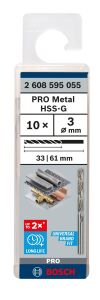 Bosch HSS-G 3 mm 10'lu Taşlanmış Metal Matkap Ucu 2608595055