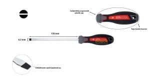 Ceta Form 6,5 x 150 mm Atölye Tipi Düz Tornavida F10-065-150