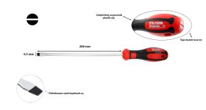 Ceta Form 6,5 x 200 mm Atölye Tipi Düz Tornavida F10-065-200