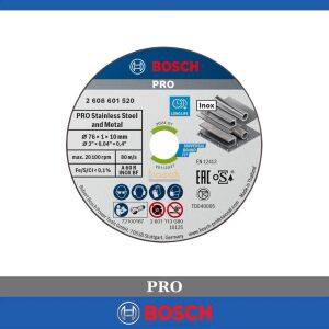 Bosch 76x1x10mm Inox Kesme Diski (5'li pkt) GWS 12V-76 için 2608601520