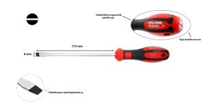 Ceta Form 8 x 175 mm Atölye Tipi Düz Tornavida F10-080-175