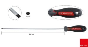 Ceta Form 4 x 300 mm Uzun Düz Tornavida F10-040-300