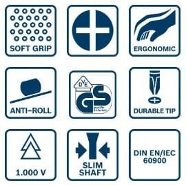 Bosch SL / PH 1 x 100 mm VDE İzoleli Terminal Tornavida 1600A02ND4