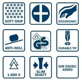 Bosch SL / PH 2 x 125 mm VDE İzoleli Terminal Tornavida 1600A02ND5