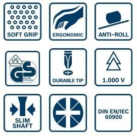 Bosch SL / PZ 1 x 100 mm VDE İzoleli Terminal Tornavida 1600A02ND6