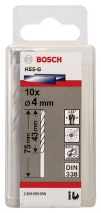 Bosch HSS-G 4 mm 10'lu Taşlanmış Metal Matkap Ucu 2608595059