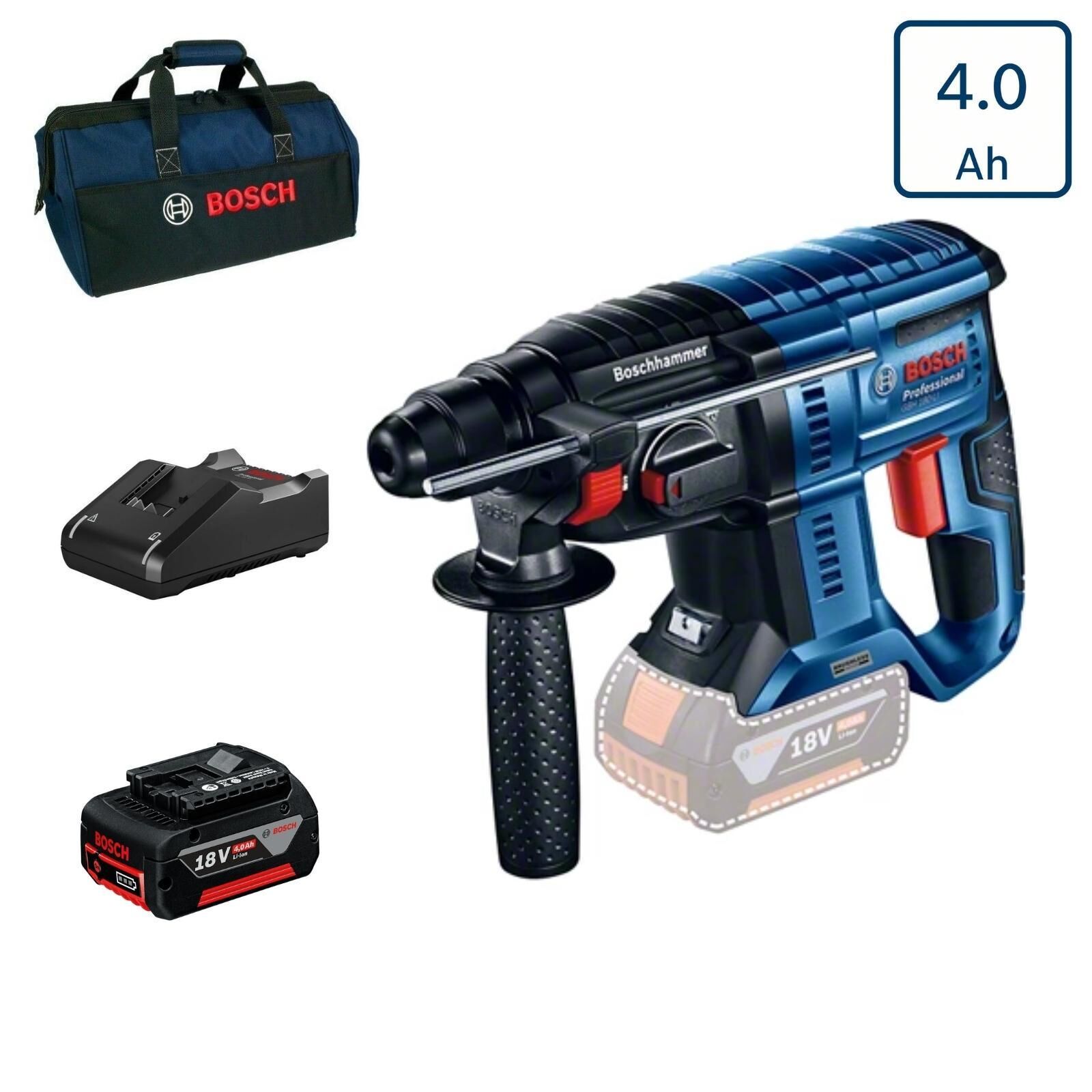 Bosch GBH 180-LI Tek Akülü Kırıcı Delici 4 Amper Bez Çantalı