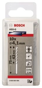 Bosch HSS-G 4,1x75 mm Metal Matkap Ucu 10'lu Paket 2608585486