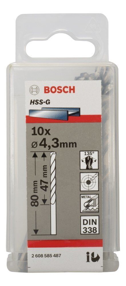 Bosch HSS-G 4,3x80 mm Metal Matkap Ucu 10'lu Paket 2608585487