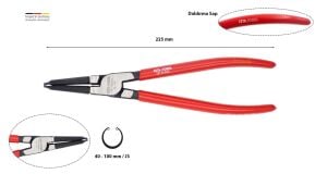 Ceta Form 225 mm İç Segman Pensesi Düz Uçlu-Yaysız E67-44-0225