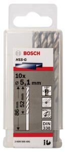 Bosch HSS-G 5,1x86 mm Metal Matkap Ucu 10'lu Paket 2608585491