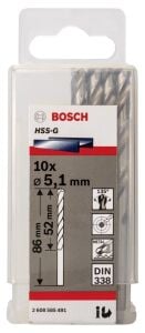 Bosch HSS-G 5,1x86 mm Metal Matkap Ucu 10'lu Paket 2608585491