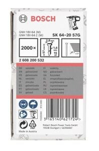 Bosch 57 mm Görünmez Başsız Tel Çivi 20° 2000 Adet 2608200532