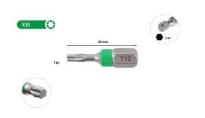 Ceta Form T10 x 25 mm Torx Bits Uç Renk Kodlu CB/806TC