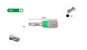 Ceta Form T15 x 25 mm Torx Bits Uç Renk Kodlu CB/807TC
