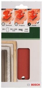 Tireşimli Zımpara Kağıdı 93x185 mm 240 Kum 10'lu 2609256A92