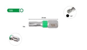 Ceta Form T25 x 25 mm Torx Bits Uç Renk Kodlu CB/809TC